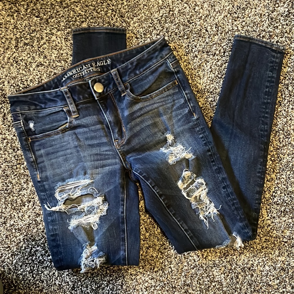 American Eagle Ripped Dark wash Jeans 4R